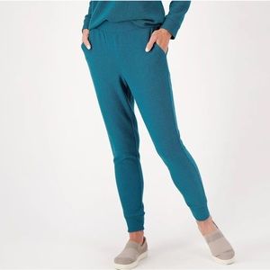 Denim & Co. Comfort Zone Brushed Waffle Knit Pull-On Joggers Spruce Green XL